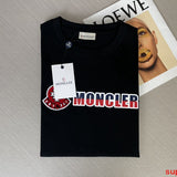 Close-up detail shot of Moncler luxury clothing with contemporary cut