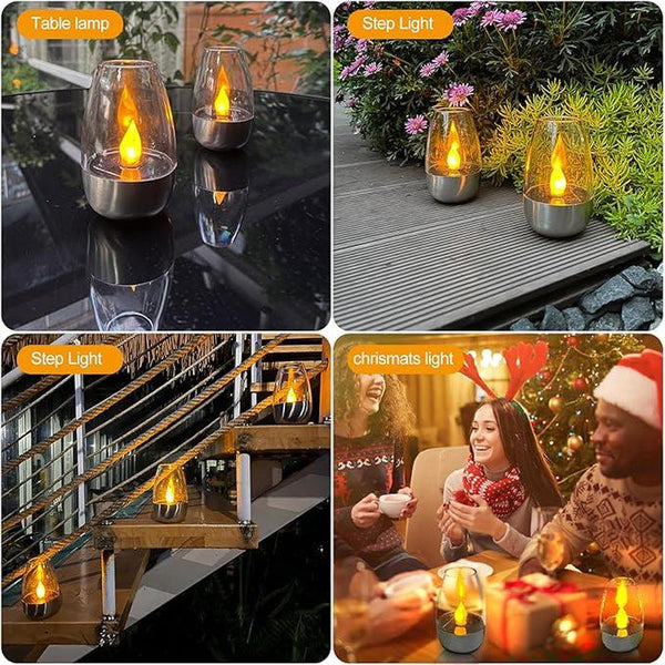 6Pack Solar Power Tea Lights Outdoor Flameless Flicker IP65 Waterproof Table Lamp LED Candles