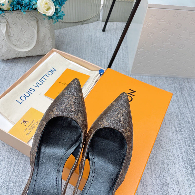 Louis Vuitton Camel Bow-Detail Flats - Full Silhouette View