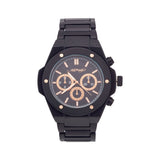Close-up detail view of Ed Hardy men's black watch