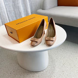 Louis Vuitton Red Ankle Strap Heels - Heel Detail View