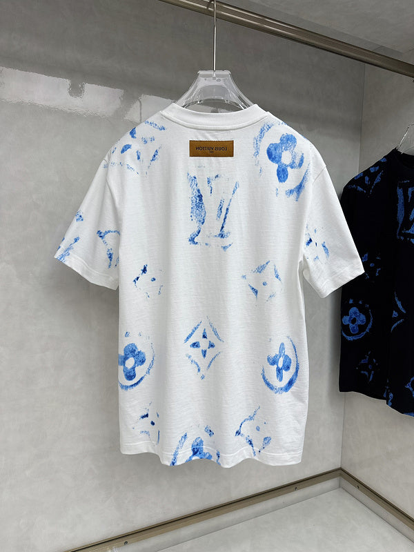 Close-up detail shot of Louis Vuitton cotton t-shirt with streetwear-inspired cut