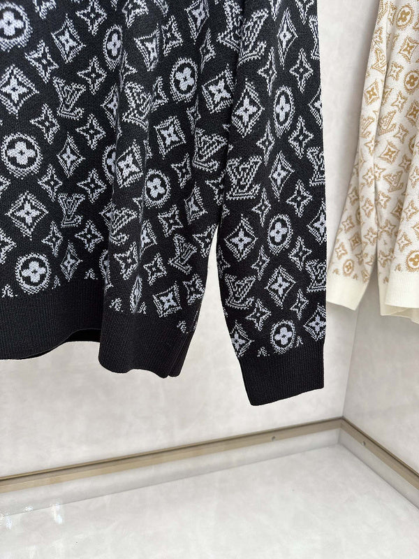 Front view of Louis Vuitton luxury clothing with logo-detail design