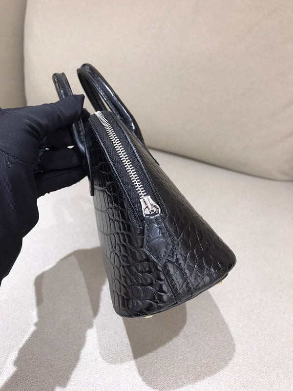 Sleek bag shown from front angle
