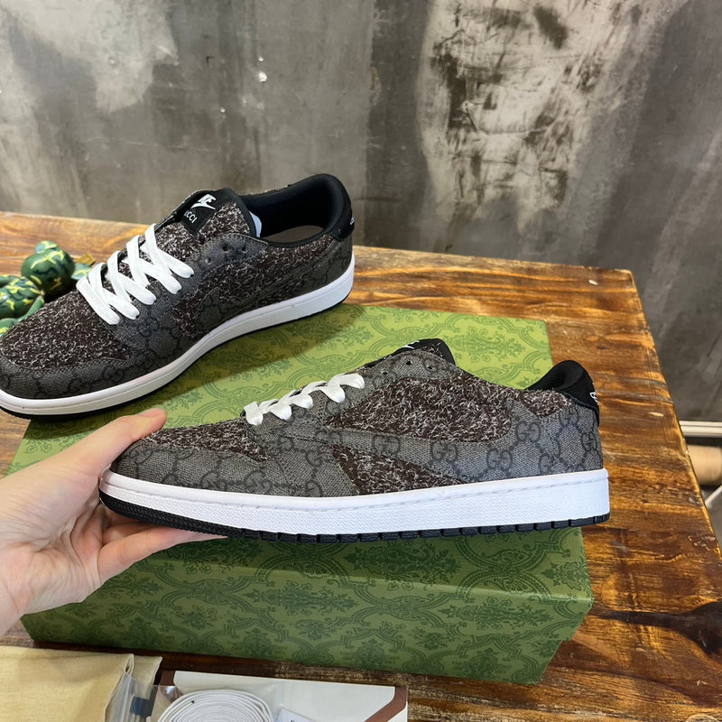 Gucci bold contrast luxury sneakers view 5 breathable knit upper