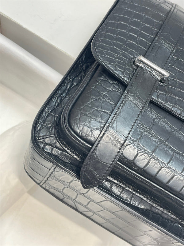 Side view of contemporary structured handbag