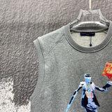 Side profile of Louis Vuitton luxury clothing with logo-detail design