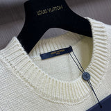 Front view of Louis Vuitton luxury clothing with monogram-inspired silhouette