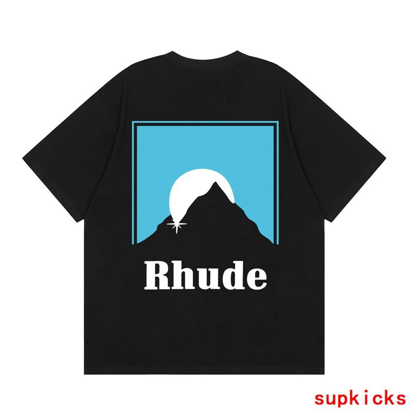 Flat lay presentation of Rhude luxury clothing with tailored silhouette