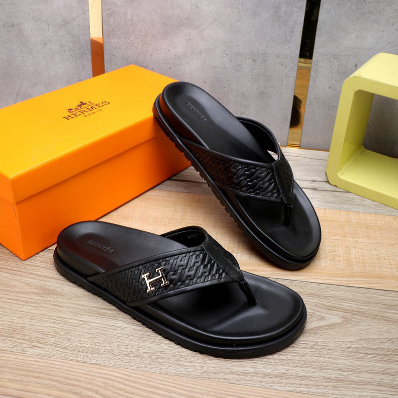 Hermès Chocolate Brown Loafer Flats - Angled View