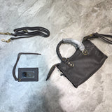 Structured Vegan Leather Handbag - Polished Finish | Women's Everyday Carry Handbag #685 - close-up detail shot (image 3) of designer-inspired handbag