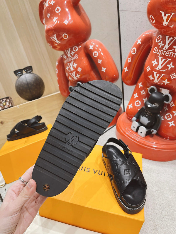 Louis Vuitton Black Block Heel Pumps - Sole Detail View