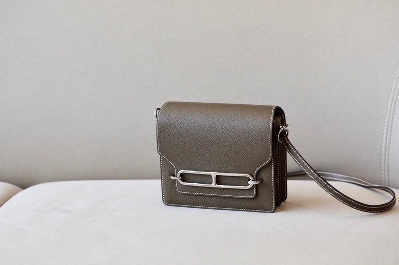 Understated bag shown from front angle