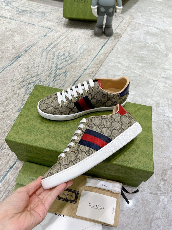Gucci neutral cream luxury sneakers view 5 sleek tonal finish