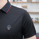 Side profile of Moncler luxury clothing with logo-detail design