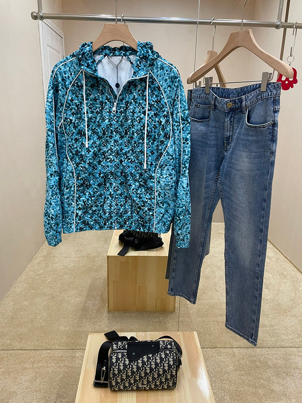 Front view of Louis Vuitton luxury clothing with contemporary cut
