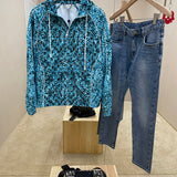 Front view of Louis Vuitton luxury clothing with contemporary cut
