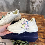 Gucci two-tone luxury sneakers view 8 signature lace-up style