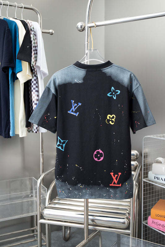 Side profile of Louis Vuitton cotton t-shirt with monogram-inspired silhouette