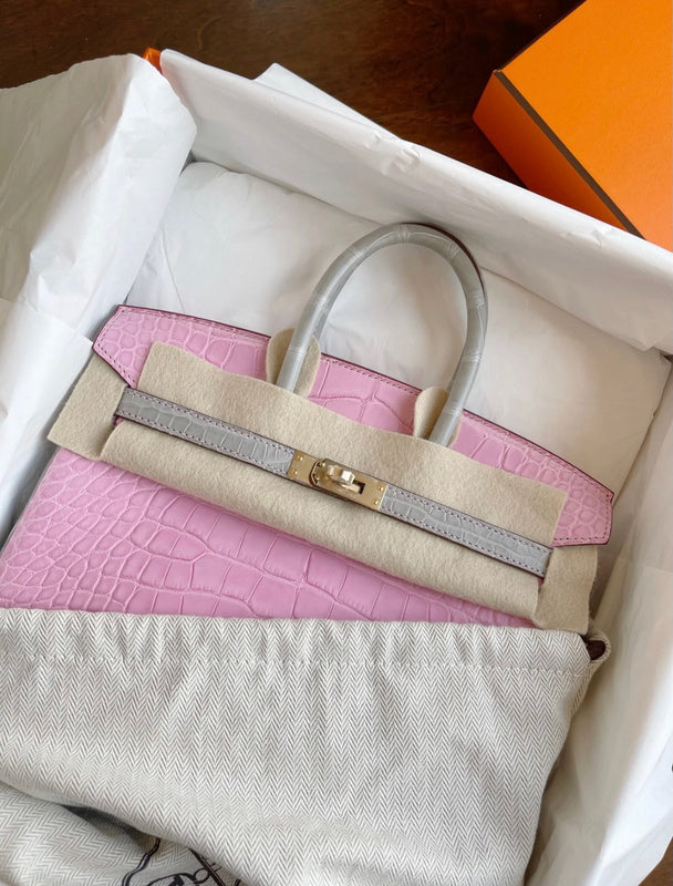 Side view of considered structured handbag