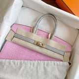Side view of considered structured handbag
