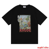 Full styled look of Rhude luxury clothing with contemporary cut