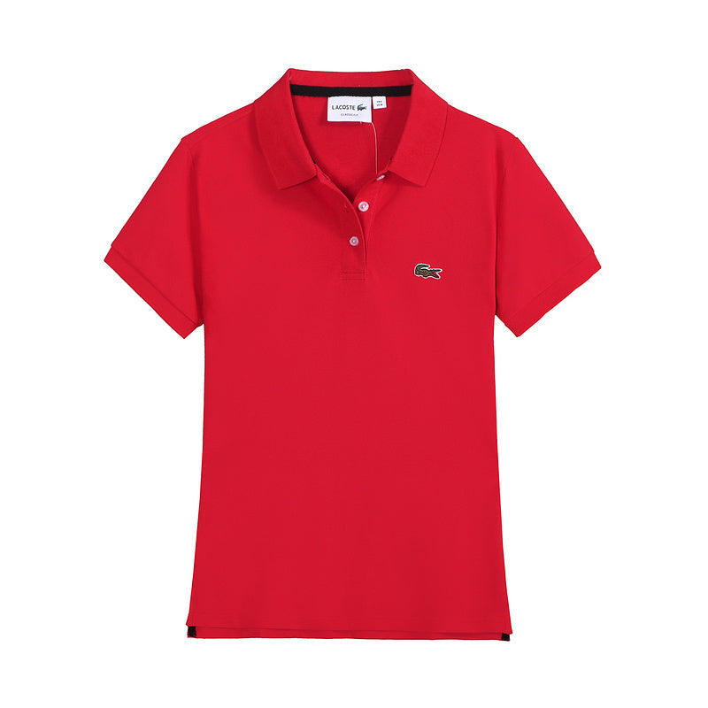 Close-up detail shot of Lacoste luxury clothing with signature branding
