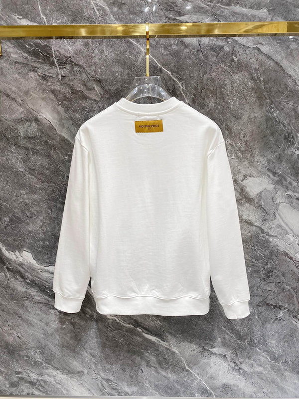 Side profile of Louis Vuitton luxury clothing with label-forward styling