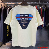 Front view of Rhude luxury clothing with tailored silhouette