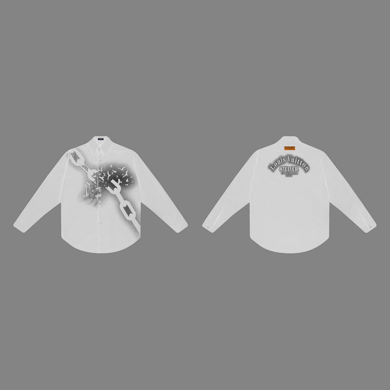 Full styled look of Louis Vuitton luxury clothing with monogram-inspired silhouette