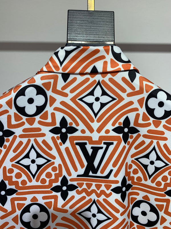 Flat lay presentation of Louis Vuitton cotton t-shirt with signature branding