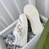 Gucci neutral cream luxury sneakers view 7 breathable knit upper