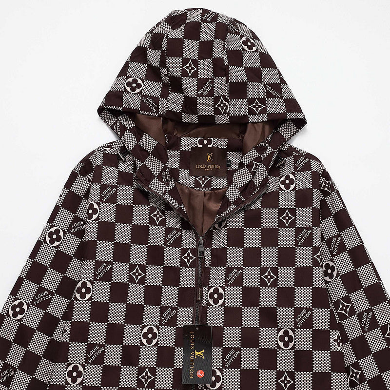 Full styled look of Louis Vuitton luxury clothing with logo-detail design