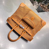 Side view of chic structured handbag