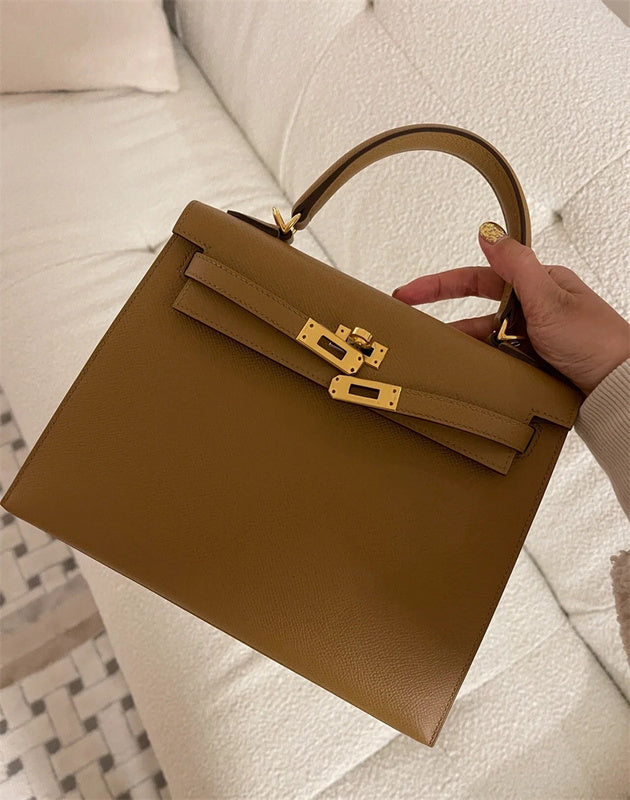 Side view of chic structured handbag