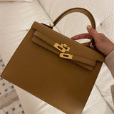Side view of chic structured handbag
