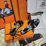 Hermès Tan Platform Sandals - Close-Up Texture View