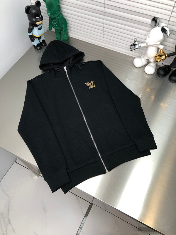 Side profile of Louis Vuitton luxury clothing with signature branding