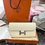 Side view of crisp structured handbag