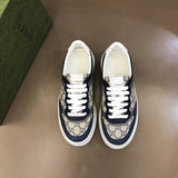 Side profile of Gucci bold contrast sneakers streetwear statement look