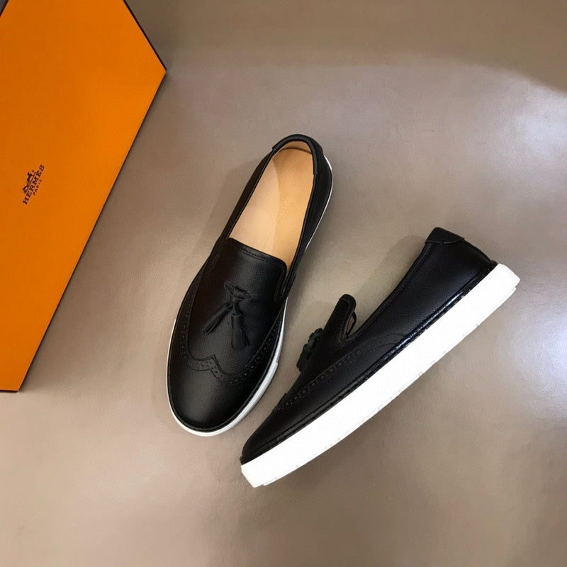 Hermès White Chunky Platform Sneakers - Angled View