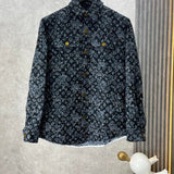 Back view of Louis Vuitton luxury clothing with label-forward styling