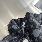 Flat lay presentation of Louis Vuitton luxury clothing with logo-detail design