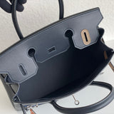 Side view of timeless structured handbag