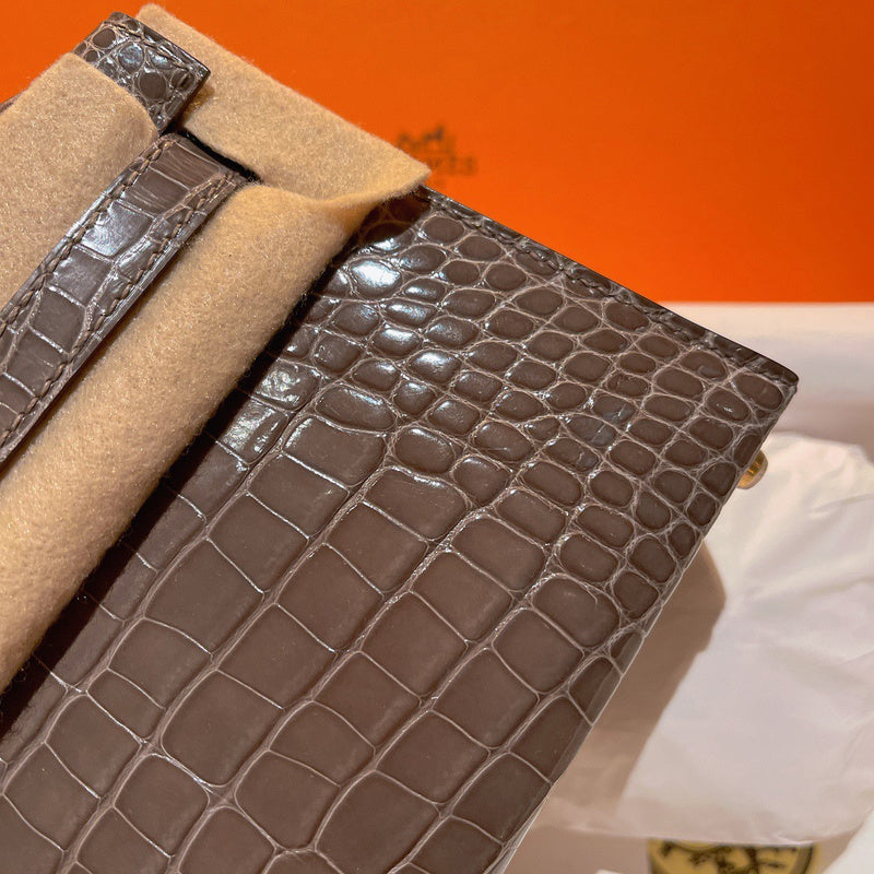 Understated bag shown from front angle