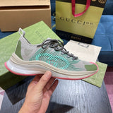 Gucci Fashion sneakers in soft grey premium leather build front view