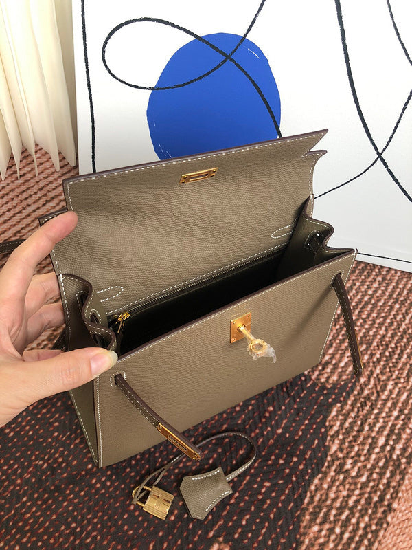 Side view of graceful structured handbag