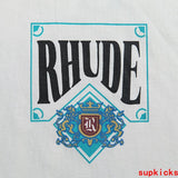 Side profile of Rhude luxury clothing with contemporary cut