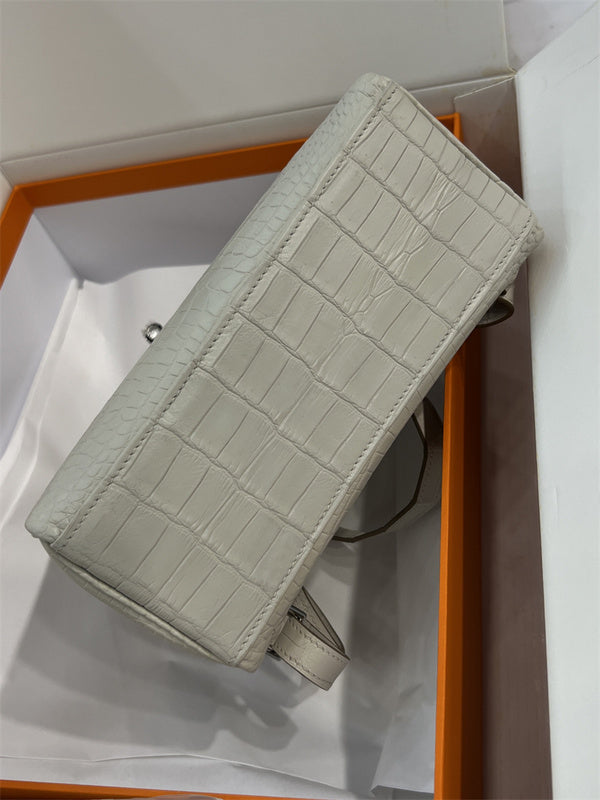 Side view of effortless structured handbag