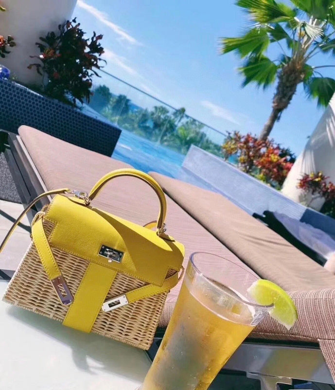 Side view of polished structured handbag